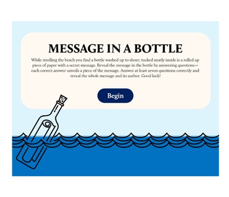 This image shows the User Interface of Cognella's Active Learning Message in a Bottle activity.