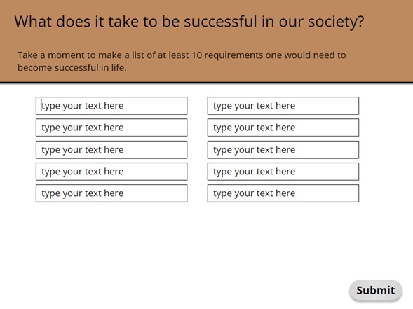 Screenshot of draggable fill in the blanks activity.