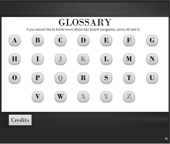 Screenshot of the glossary activity.